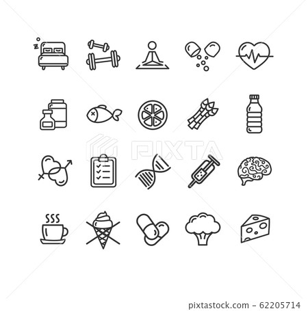 Biohacking Sign Black Thin Line Icon Set. Vector Biohacking Sign Black Thin Line Icon Set. Vector 62205714