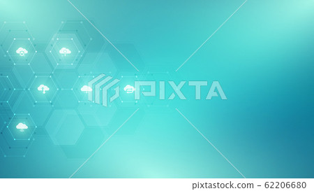 Cloud computing concept with flat icons and symbols. Innovation technology background. 62206680
