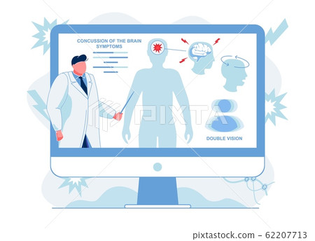 Brain Concussion Symptoms Flat Vector Illustration Brain Concussion Symptoms Flat Vector Illustration 62207713