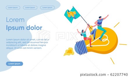 Idea Launch Flat Landing Page Vector Template 62207740