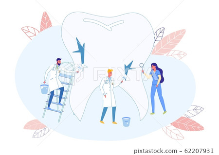 Doctors Team Corrects Tooth Imperfections, Cartoon 62207931