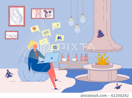 In her Free Time, Girl Answers Messages at Home. In her Free Time, Girl Answers Messages at Home. 62208262