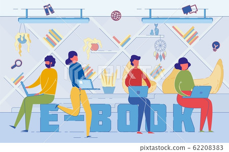 People Reading Modern E Books Word Concept Banner 62208383