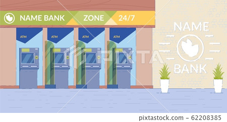 ATM Machine Hall Background with Bank Equipment. 62208385