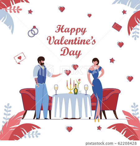 Happy Valentines Day - Phrase and Romantic Scene. 62208428