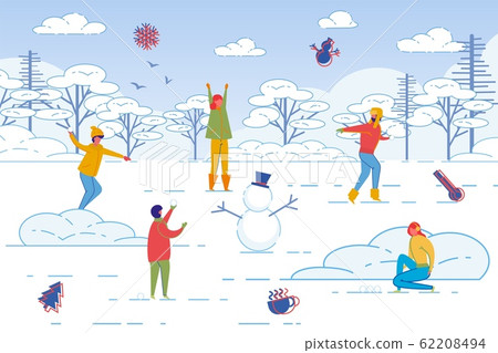 Friends Spending Leisure Time Together in Winter. Friends Spending Leisure Time Together in Winter. 62208494