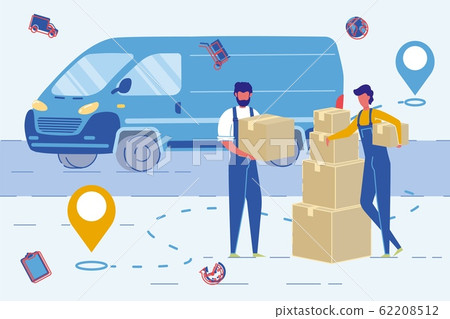 House Moving Agency Employees or Movers Ship Boxes 62208512