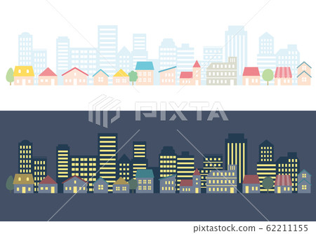城市景觀圖與房屋和建築物的夜景 62211155