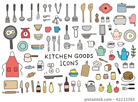 Hand drawn style kitchen goods illustration set (color) 62213393