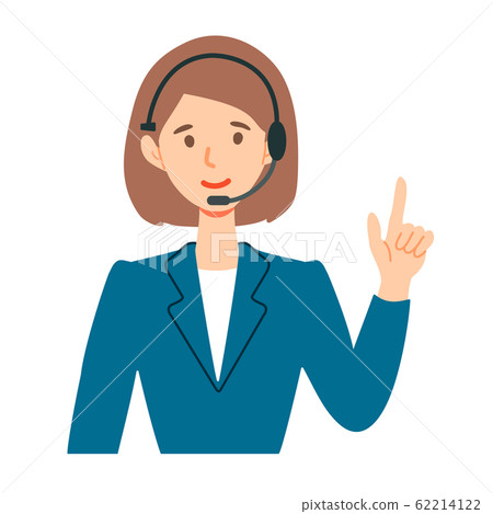指向和指向電話中心女人的插圖 指向和指向電話中心女人的插圖 62214122