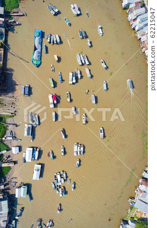 Aerial view of Cai Rang floating market at 62215047