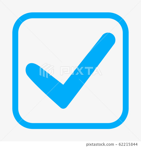 Icon with a blue tick in the oval frame. 62215844
