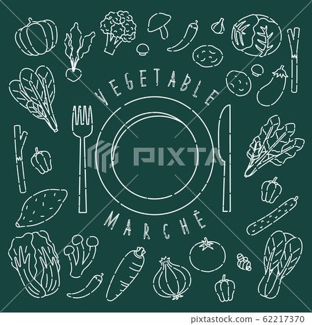 Vegetable frame (line / chalk art style) Vegetable frame (line / chalk art style) 62217370
