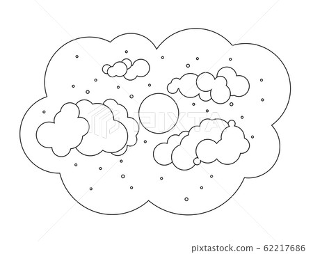 Moon with clouds in the sky. Black and white. 62217686