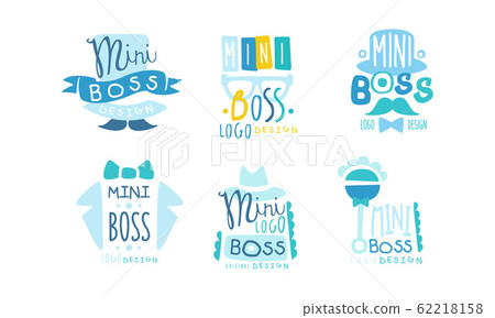 Mini boss logo design templates collection cute Vector Image