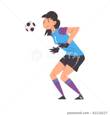 Girl Playing Soccer, Young Woman Goalkeeper Character in Sports Uniform with Ball Vector Illustration Girl Playing Soccer, Young Woman Goalkeeper Character in Sports Uniform with Ball Vector Illustration 62218227