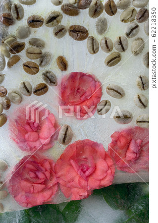 Background of orange balsamine and green coffee Background of orange balsamine and green coffee 62218350