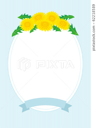 Dandelion illustration round frame and ribbon stripe background (vertical) Dandelion illustration round frame and ribbon stripe background (vertical) 62218589