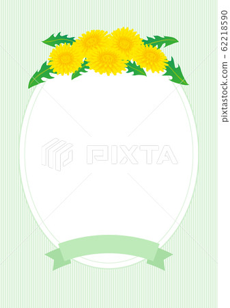Dandelion illustration round frame and ribbon stripe background (vertical) 62218590