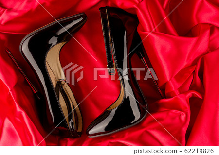 Black fetish shiny patent leather stiletto high 62219826