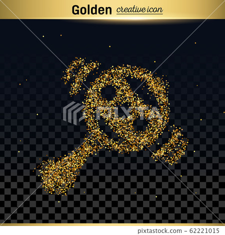 Gold glitter vector icon of rattle isolated on... - Stock Illustration ...