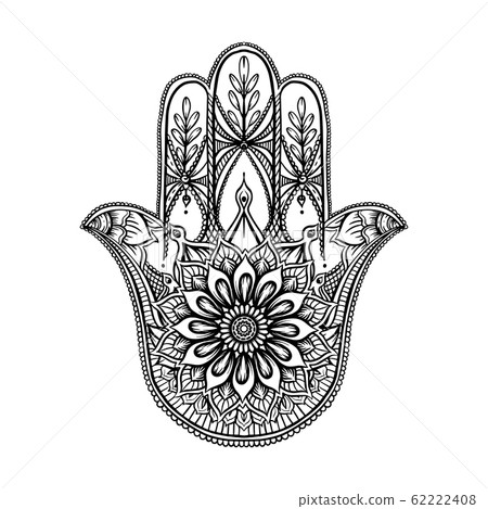 Ornate hand drawn hamsa. 62222408