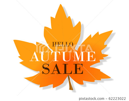 Hello autumn on orange maple leaf background.... - Stock Illustration ...