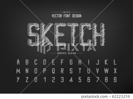 Chalk font and alphabet vector, Hand draw... - Stock Illustration ...