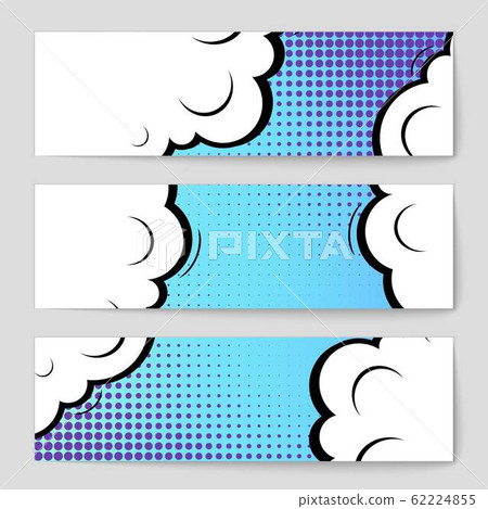 Abstract creative concept vector comic pop art style blank, layout template with clouds beams and 62224855