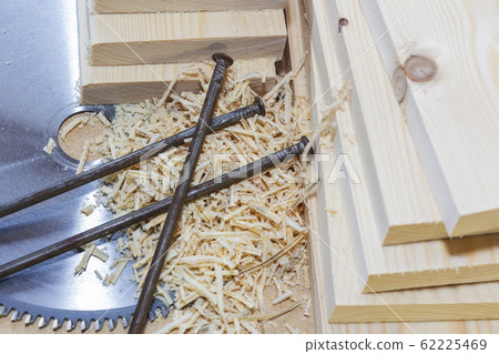 Wooden light boards. Space for text, saw blade. Wooden light boards. Space for text, saw blade. 62225469