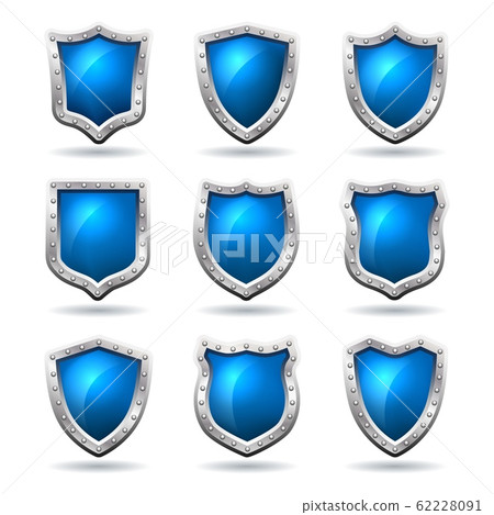 Metal blue shields Metal blue shields 62228091