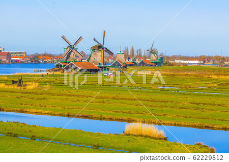 Windmills of Zaanse Schans village, Netherlands 62229812