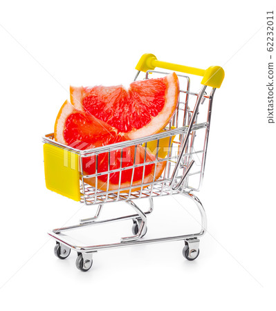 Ripe grapefruits in shopping cart Ripe grapefruits in shopping cart 62232011