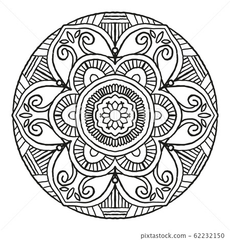 Outline Mandala decorative round ornament, hand Outline Mandala decorative round ornament, hand 62232150