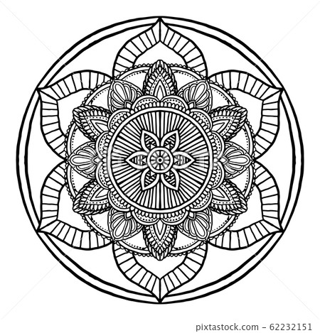 Outline Mandala decorative round ornament, hand Outline Mandala decorative round ornament, hand 62232151