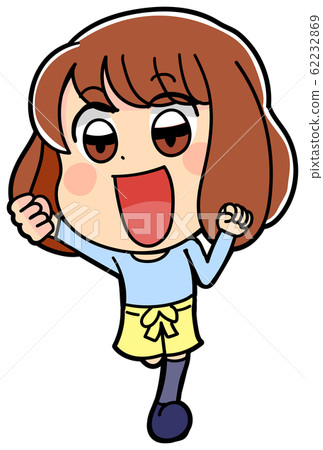 Guts pose cute children illustration kids elementary school girl 62232869