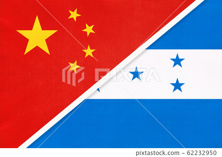 China or PRC vs Honduras national flag from textile 62232950