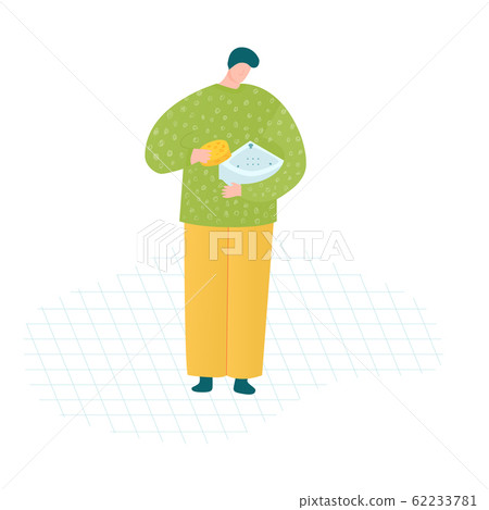 Man cleaning hot tub cute illustration Man cleaning hot tub cute illustration 62233781