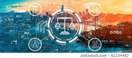 Legal advice service concept with the Bay Bridge in San Francisco 62234402