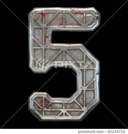 Industrial metal number 5 on black background 3d Industrial metal number 5 on black background 3d 62234710