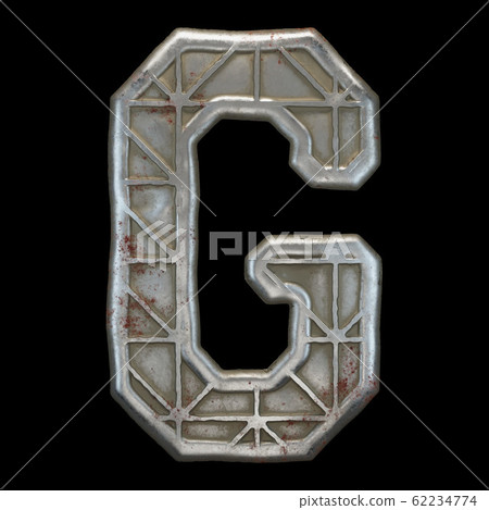 Industrial metal alphabet letter G on black... - Stock Illustration ...