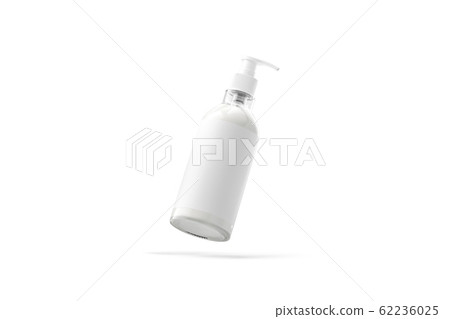 Blank glass cream bottle with white label mockup, no gravity 62236025