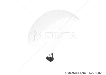 Blank white paraglider with person in harness mockup, backside view 62236029