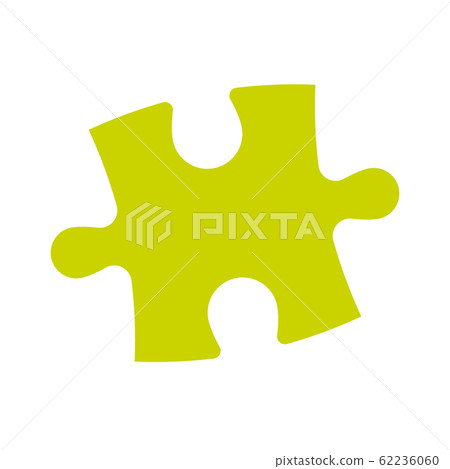 Single piece of jigsaw puzzle. Simple flat green vector silhouette Single piece of jigsaw puzzle. Simple flat green vector silhouette 62236060