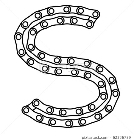 s, letter is made of chain, black and white vector s, letter is made of chain, black and white vector 62236789
