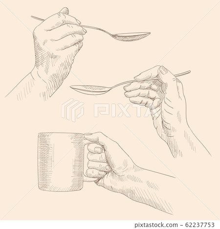 Hands with cutlery. Hands with cutlery. 62237753