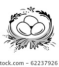 Easter Eggs In The Nest. Happy Easter Eggs. 62237926