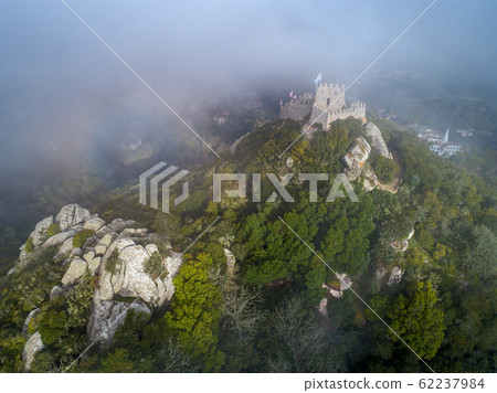 Moorish Castle in fog Portugal 62237984