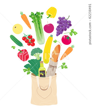 Textile Eco Bag Fills up with Natural Products. Textile Eco Bag Fills up with Natural Products. 62238491