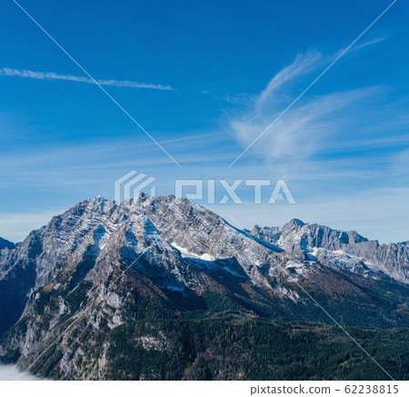 Autumn Alps mountain misty morning view, Schonau am Konigssee, Berchtesgaden national park, Germany. Autumn Alps mountain misty morning view, Schonau am Konigssee, Berchtesgaden national park, Germany. 62238815